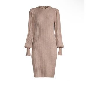 Elie Tahari NWT Cashmere Sweater Dress L Taupe Abbey Stone Soft Cozy $395 Retail